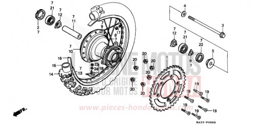 ROUE ARRIERE (1) CR125RE de 1984